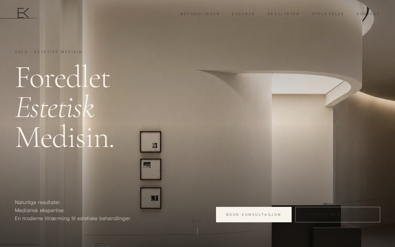 Nettside for Essence Klinikk